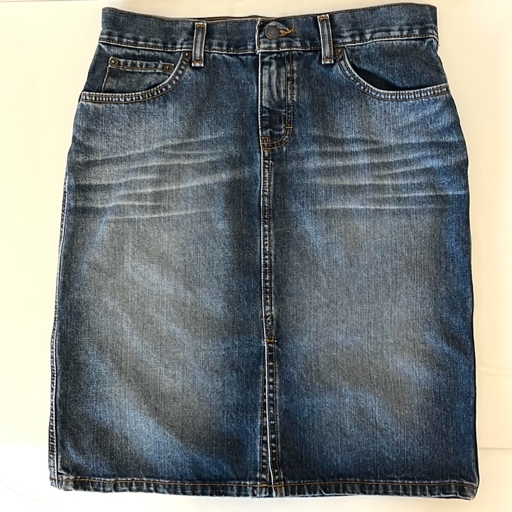 Vintage American Eagle Outfitters Blue Distress Denim Jean Mini Skirt Size 4
